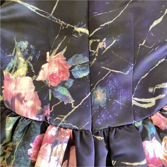MSGM Duchesse Milan Blue Pink Roses Print Mini Party Dress 2/38 - Picture 6 of 11